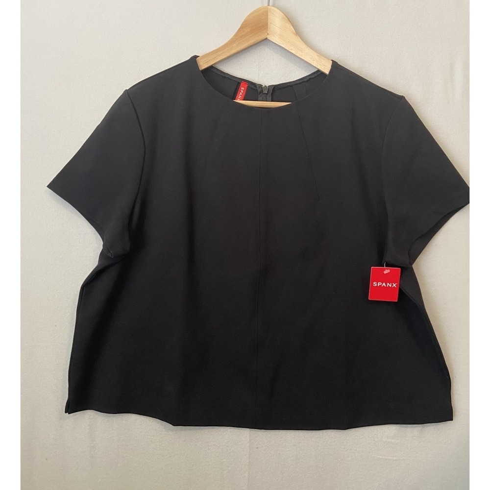 Spanx The Perfect Funnel Top Classic Black Size 2X Short Sleeve - Picture 2 of 8
